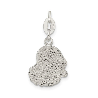 Sterling Silver Polished Enamel Santa Charm