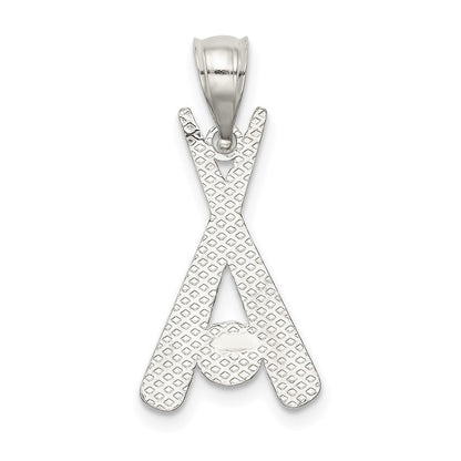 Sterling Silver Polished Bats and Baseball Pendant