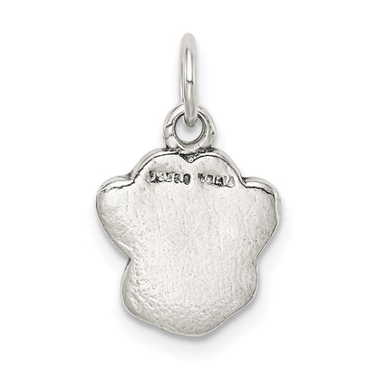 Sterling Silver Polished and Antiqued Paw Pendant