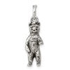 Sterling Silver Antiqued & Textured Bear Standing up Pendant