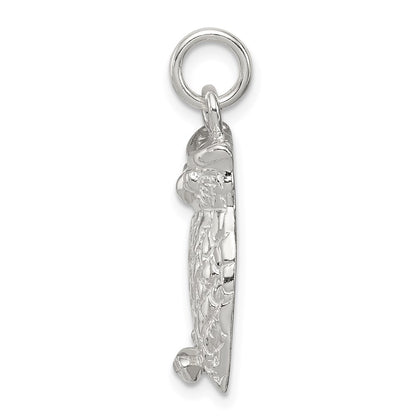 Sterling Silver Polished & Textured Perched Owl Pendant