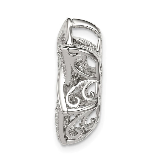 Sterling Silver Platinum-plated Polished Vibrant CZ Star of David Pendant