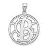 Sterling Silver Rhodium-plated Fancy Script Letter B Initial Pendant