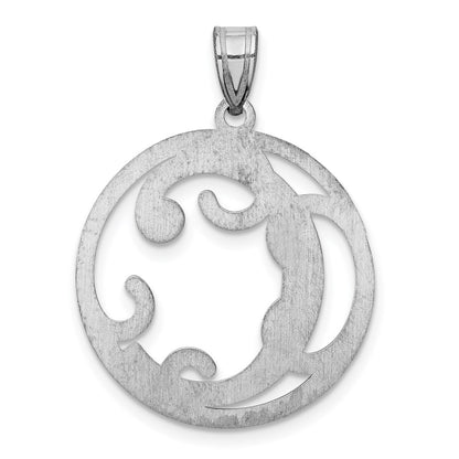 Sterling Silver Rhodium-plated Fancy Script Letter C Initial Pendant