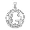 Sterling Silver Rhodium-plated Fancy Script Letter G Initial Pendant