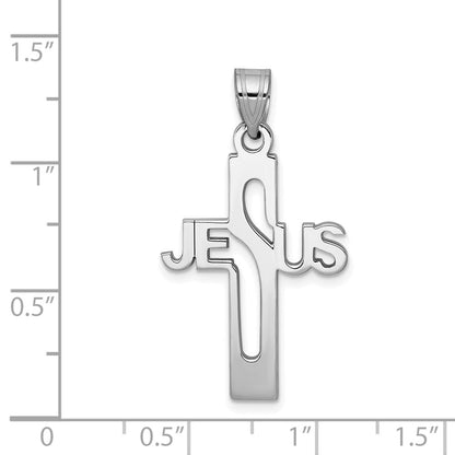 Sterling Silver Rhodium-plated Jesus Cross Small Pendant