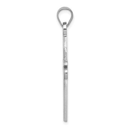 Sterling Silver Rhodium-plated Jesus Cross Large Pendant