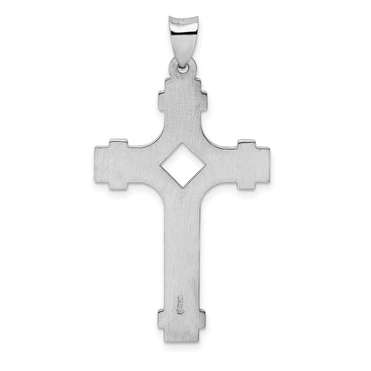 Sterling Silver Rhodium-plated Polished Fancy Cross Pendant