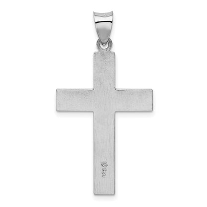 Sterling Silver Rhodium-plated Satin & Polished Latin Cross Pendant
