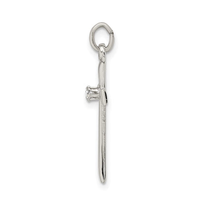 Sterling Silver Polished CZ Cross Pendant