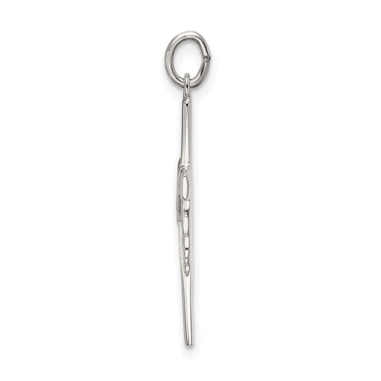 Sterling Silver Polished and Satin Draped Cross Pendant