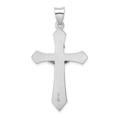 Sterling Silver Rhodium-plated Polished INRI Crucifix Pendant