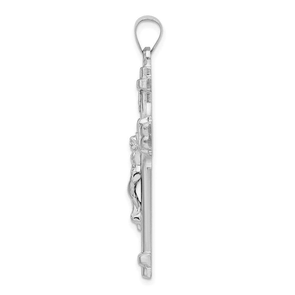 Sterling Silver Rhodium-plated Polished INRI Crucifix Pendant