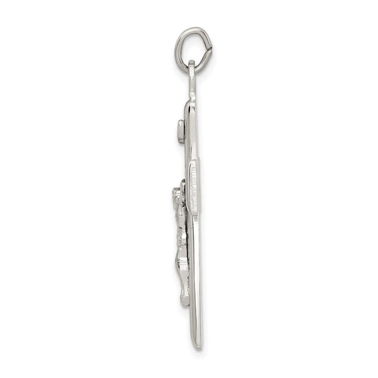 Sterling Silver Black Epoxy INRI Crucifix Pendant