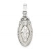 Sterling Silver White Epoxy & Crystal Miraculous Medal Pendant