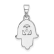 Sterling Silver Rhodium Enamel Glitter Fabric Glass Stone Hamseh Pendant