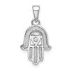 Sterling Silver Rhodium Enamel Glitter Fabric Glass Stone Hamseh Pendant