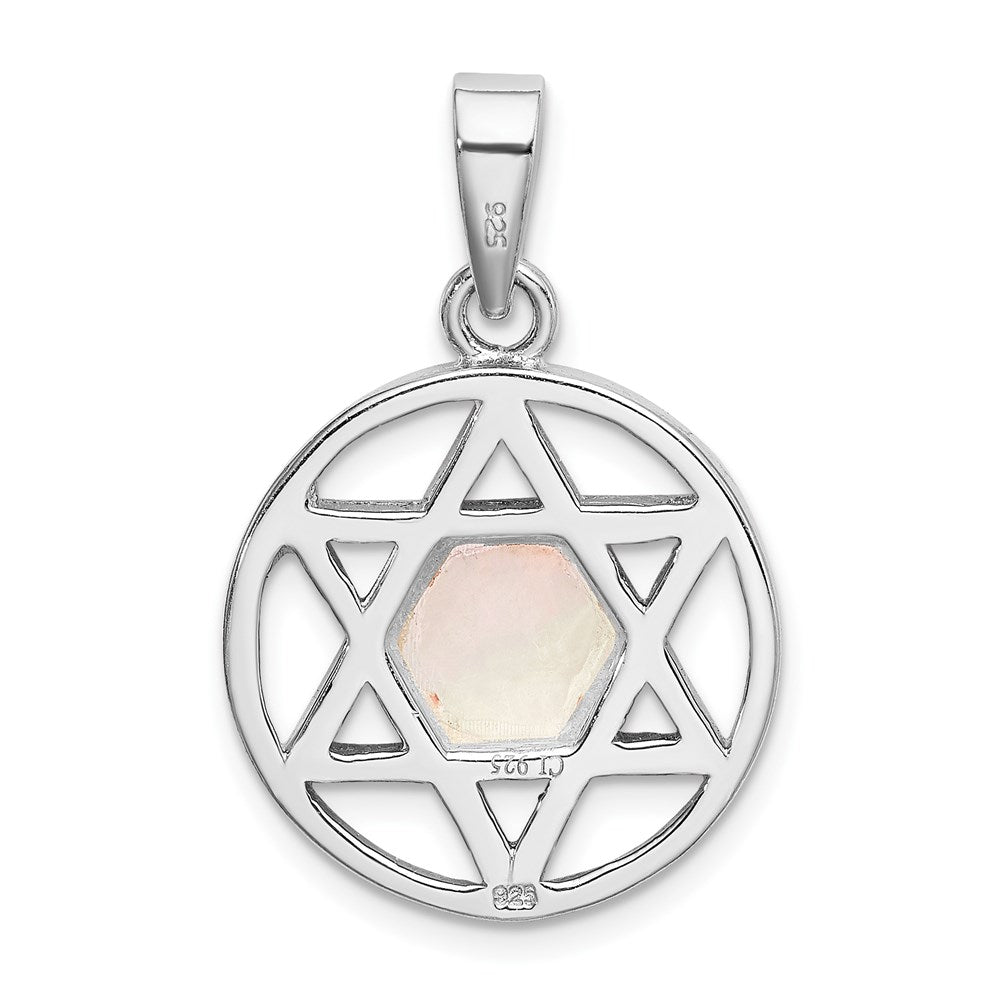 Sterling Silver Rhodium-plated MOP Star of David Pendant