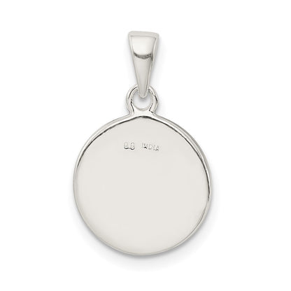 Sterling Silver Glitter Enamel Letter E Initial Circle Pendant