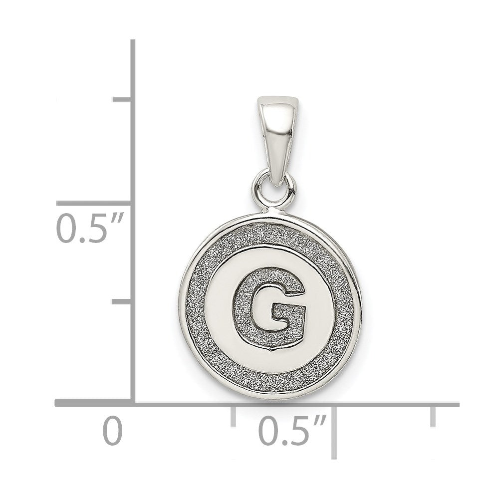 Sterling Silver Glitter Enamel Letter G Initial Circle Pendant