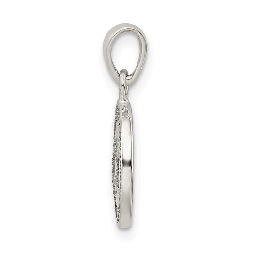 Sterling Silver Glitter Enamel Letter H Initial Circle Pendant