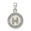 Sterling Silver Glitter Enamel Letter H Initial Circle Pendant