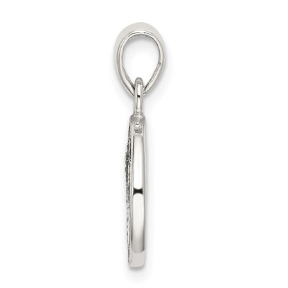 Sterling Silver Glitter Enamel Letter N Inital Circle Pendant