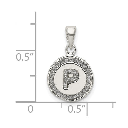 Sterling Silver Glitter Enamel Letter P Initial Circle Pendant