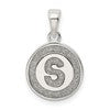 Sterling Silver Glitter Enamel Letter S Initial Circle Pendant