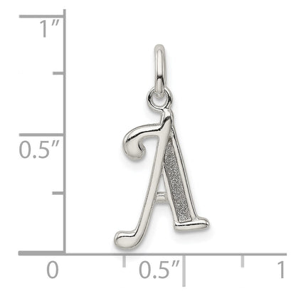 Sterling Silver Polished Glitter Enamel Letter A Initial Charm