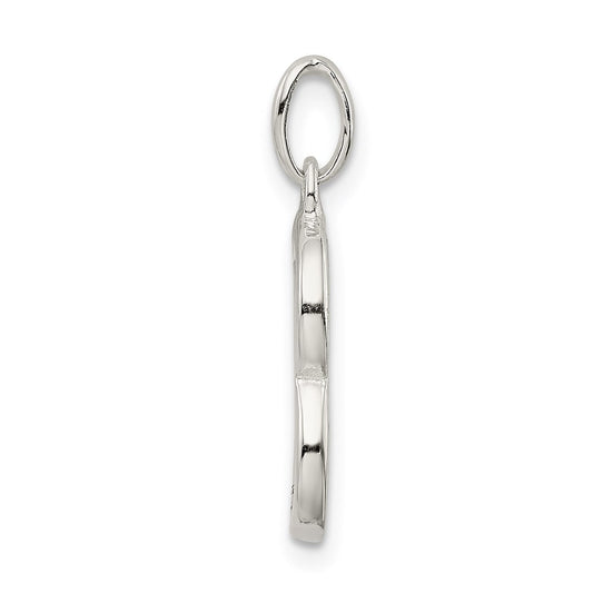 Sterling Silver Polished Glitter Enamel Letter B Initial Charm