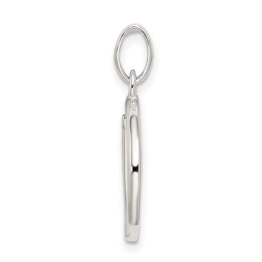 Sterling Silver Polished Glitter Enamel Letter D Initial Charm