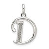 Sterling Silver Polished Glitter Enamel Letter D Initial Charm