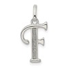 Sterling Silver Polished Glitter Enamel Letter F Initial Charm