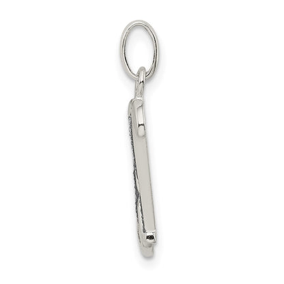 Sterling Silver Polished Glitter Enamel Letter H Initial Charm