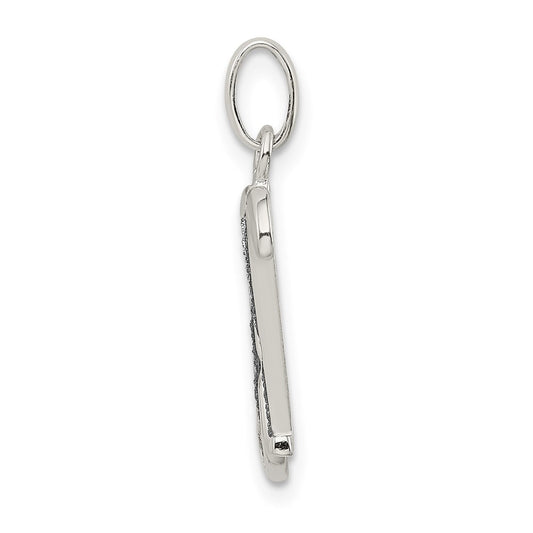 Sterling Silver Polished Glitter Enamel Letter H Initial Charm