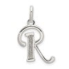 Sterling Silver Polished Glitter Enamel Letter R Initial Charm