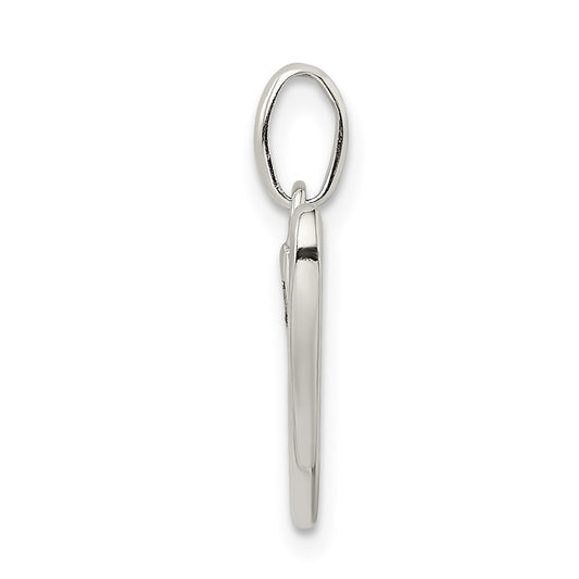 Sterling Silver Polished Glitter Enamel Letter V Initial Charm