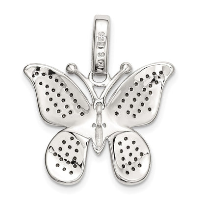 Sterling Silver Rhod-plated Polished Preciosa Crystal Butterfly Pendant