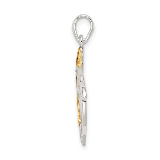 Sterling Silver & Gold-tone Enameled Filigree Dolphins Pendant