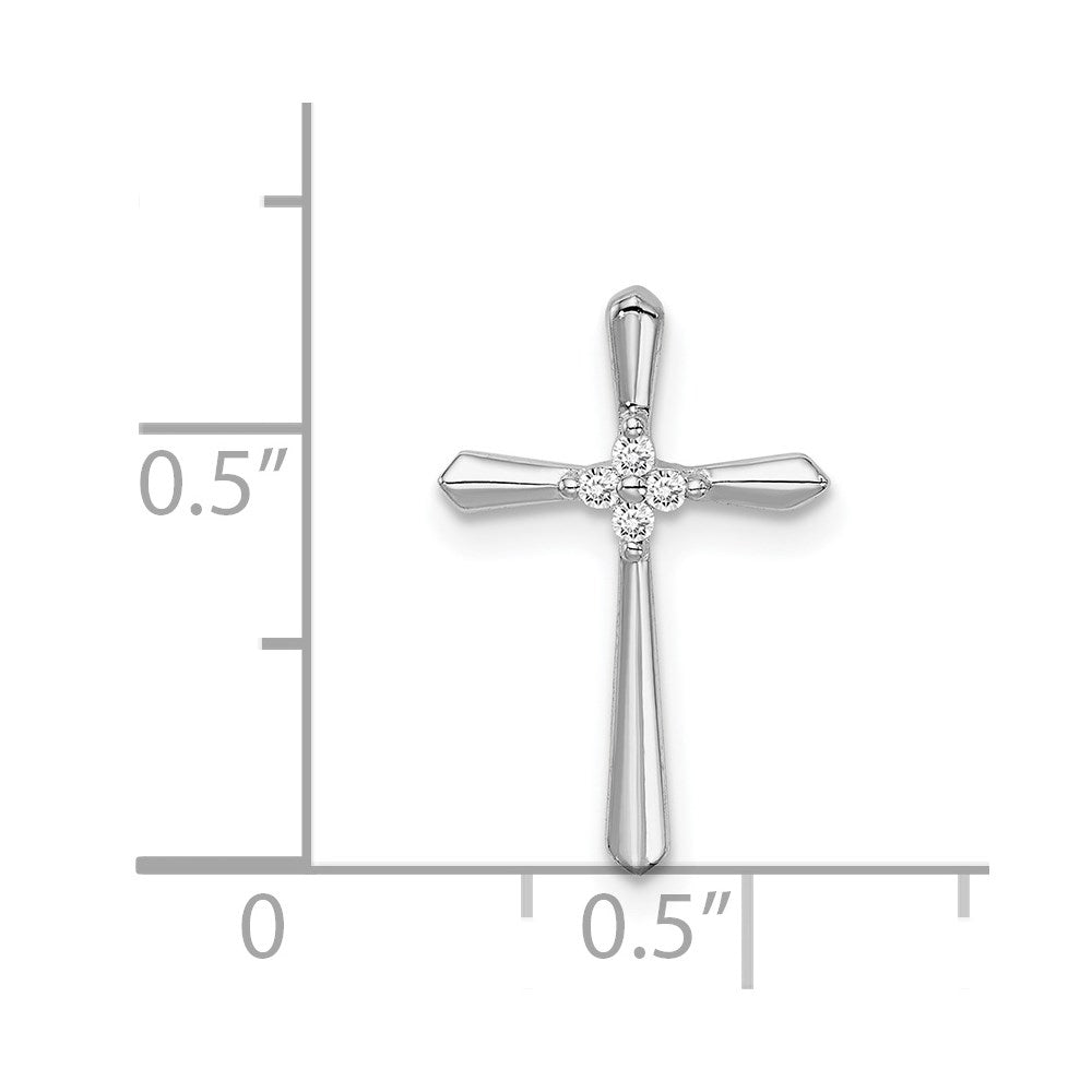 Sterling Silver Rhodium plated CZ Cross Chain Slide Pendant