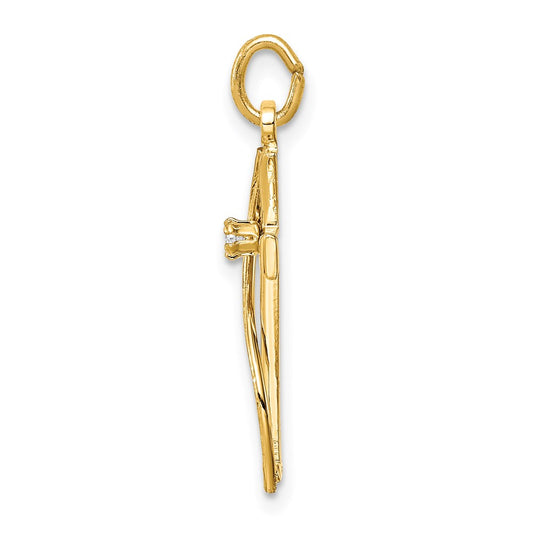 Sterling Silver Gold-tone & CZ Cross Pendant