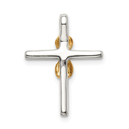 Sterling Silver & Gold-tone CZ Cross Chain Slide