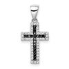Sterling Silver Rhodium-plated Black and Clear CZ Cross Pendant
