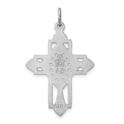 Sterling Silver Platinum-plated Gold-tone Miraculous Medal Cross Pendant