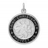 Sterling Silver Platinum-plated Enamel St. Christopher Medal