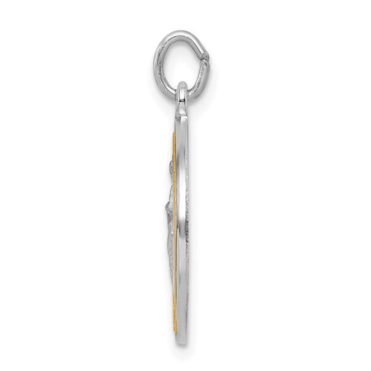 Sterling Silver Platinum-plated & Gold-tone St. Michael Medal