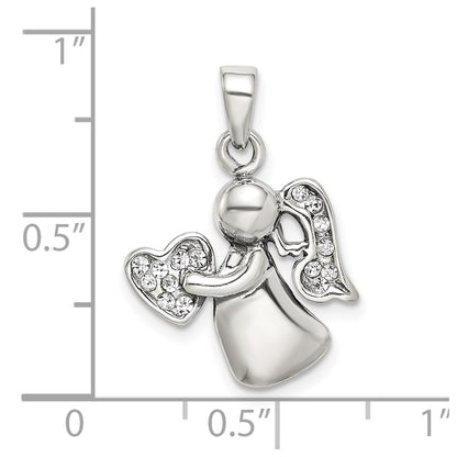 Sterling Silver Antiqued & CZ Angel Charm