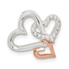 Sterling Silver Rhodium-plated & Rose-tone Heart Chain Slide