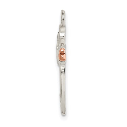 Sterling Silver & Rose-tone Polished Angel Pendant